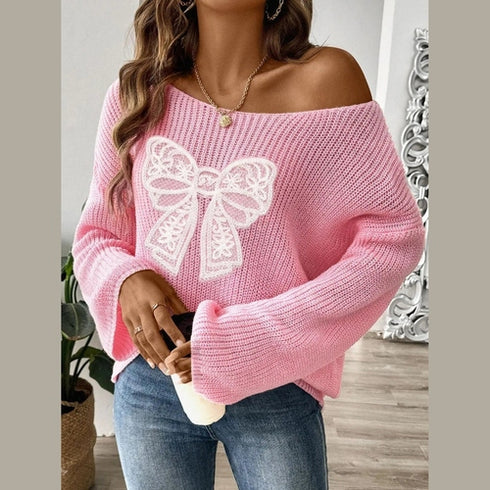'Freya' Bow Long Sleeve Sweater - Celes Fashion
